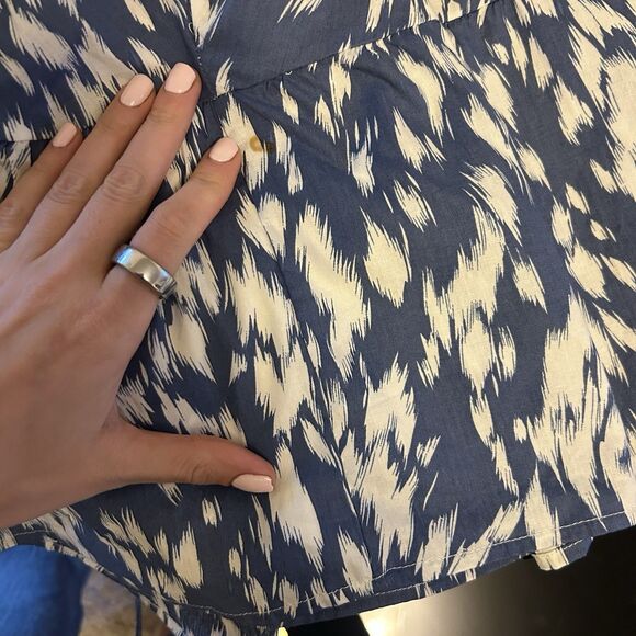 Anthropologie Blue Tassel Dress Mini Puff Sleeve XS Cottagecore Tiered Boho Stai - Picture 8 of 9